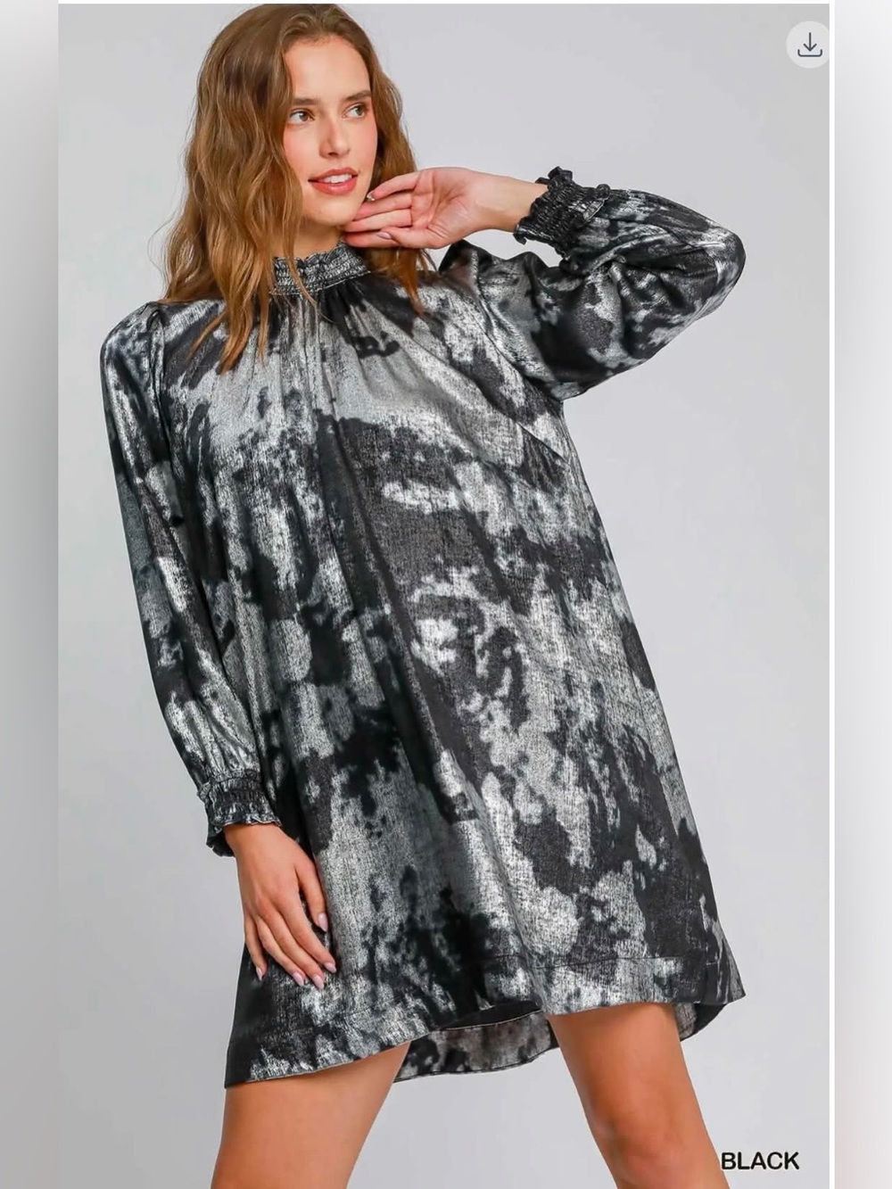 Umgee Metallic Mock Neck Mini Dress